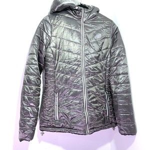 New Balance Lightweight Puffer Jacket Sherpa Lined Reflective Hoodie sz M